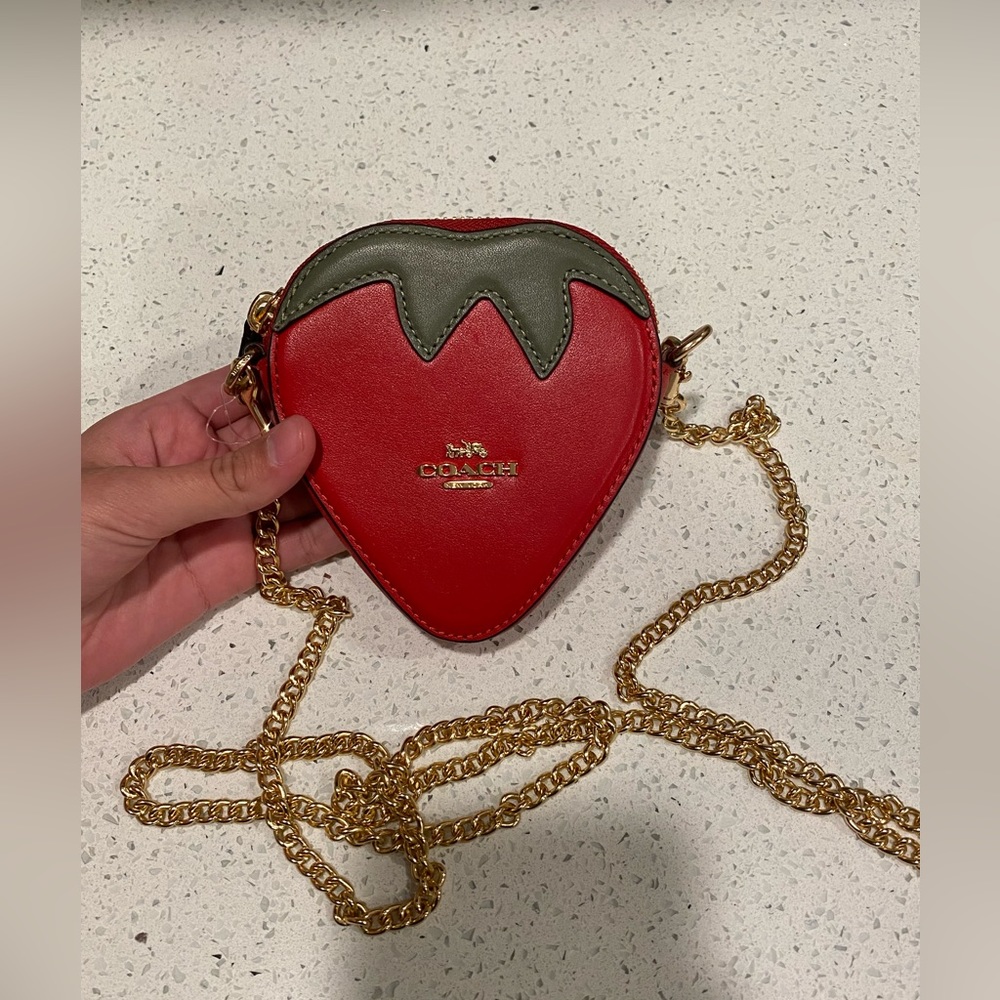NWT Coach Strawberry Coin Pouch - Picture 1 of 10